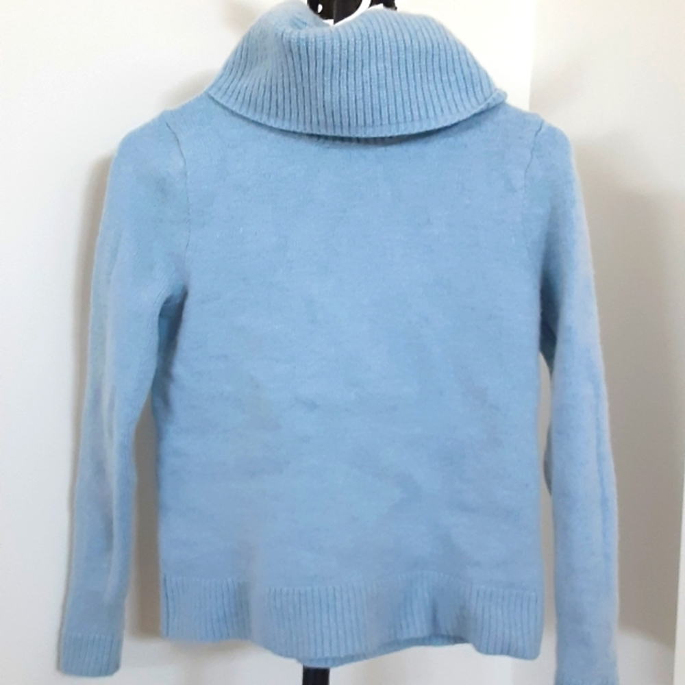 J Crew Light Blue Turtle Neck Sweater Size S with Merino Wool
